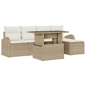vidaXL Ensemble de canapé de jardin 6 pc Beige Poly rotin