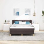 vidaXL Lit à ressorts Marron foncé et Blanc 160 x 200 cm tissu