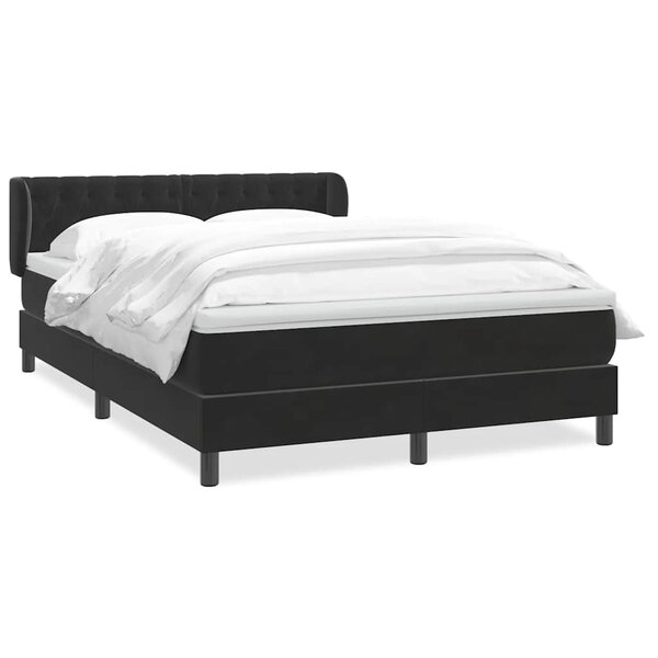 vidaXL Sommier à lattes de lit avec matelas noir 140x210 cm velours
