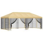 vidaXL Gazebo avec murs latéraux 6 x 3 m Crème Polyester et Acier 190