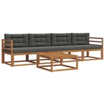 vidaXL Ensemble de canapés d'extérieur 5 Pièces Naturel et Anthracite