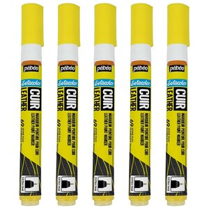 Marqueur Acrylique Setacolor Spécial Cuir Mat Satiné Extra Fine Jaune Fluo x 5 PÉBÉO