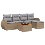 vidaXL Salon de jardin avec coussins 6 Pièces beige résine tressée