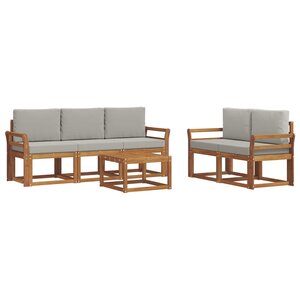 vidaXL Ensemble de canapés d'extérieur 6 Pièces Gris Naturel et Clair