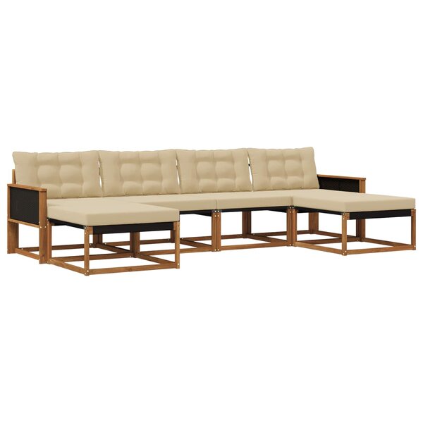 vidaXL Ensemble de canapés d'extérieur 6 pc Naturel et Beige