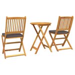 vidaXL Ensemble bistro de jardin 3 Pièces Marron Bois d'acacia massif