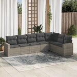 vidaXL Salon de jardin avec coussins 7 Pièces gris résine tressée