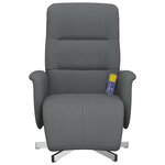 vidaXL Fauteuil inclinable de massage et repose-pieds gris foncé tissu