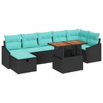 vidaXL Ensemble de canapé de jardin avec coussin 8 Pièces Noir polyrotin