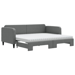 vidaXL Lit de jour avec gigogne et matelas gris foncé 90x200 cm tissu
