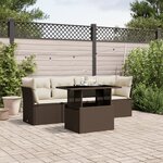 vidaXL Salon de jardin avec coussins 5 Pièces marron résine tressée