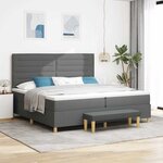 vidaXL Lit à ressorts avec matelas Gris foncé 200 x 200 cm tissu