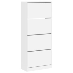 vidaXL Armoire à chaussures 4 tiroirs rabattables blanc 80x34x187 5 cm