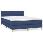 vidaXL Sommier à lattes de lit avec matelas Bleu 140x200 cm Tissu