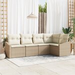 vidaXL Ensemble de salle à manger de jardin 5 pièces avec coussins en poly rotin beige