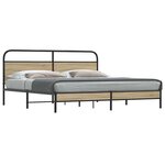 vidaXL Cadre de lit en métal sans matelas chêne fumé 183x213 cm