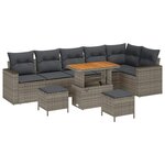 vidaXL Ensemble de canapé de jardin 9 Pièces Gris polyrotin