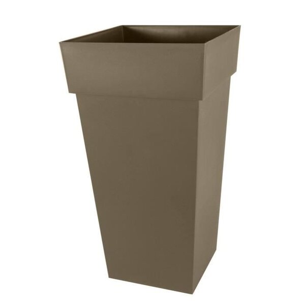 EDA Pot de fleurs XXL Toscane - Carré - 43,3 x 43,3 x H 80 cm - 98 L - Marron taupe