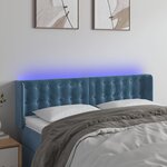 vidaXL Tête de lit à LED Bleu foncé 147x16x78/88 cm Velours