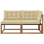 vidaXL Canapé d’extérieur milieu et coin avec coussin 7 Pièce Naturel