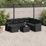 vidaXL Salon de jardin 8 Pièces avec coussins noir résine tressée