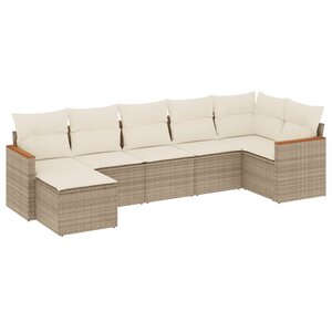 vidaXL Salon de jardin avec coussins 7 Pièces beige résine tressée