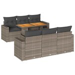 vidaXL Salon de jardin avec coussins 7 Pièces gris résine tressée