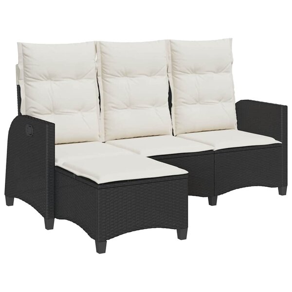 vidaXL Canapé de jardin inclinable coussins forme de L noir polyrotin