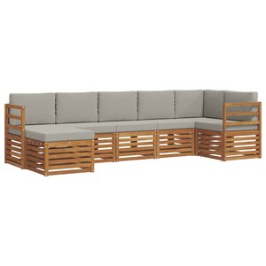 vidaXL Ensemble de canapé d'angle 7 Pièces Gris Naturel et Clair