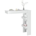 vidaXL Table bar mural Blanc Brillant 102x45x103 5cm Bois d'ingénierie