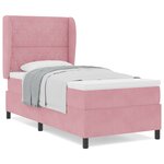 Lit Box Spring avec Matelas Rose 90x200 cm en Velours