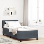 Lit box spring vidaXL avec matelas gris foncé 80x200 cm en velours
