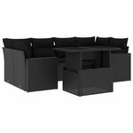 vidaXL Salon de jardin 7 Pièces avec coussins noir résine tressée