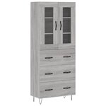 vidaXL Buffet haut Sonoma gris 69 5x34x180 cm Bois d'ingénierie