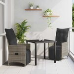 vidaXL Ensemble de salle à manger pour jardin 3 Pièces Gris Poly rotin