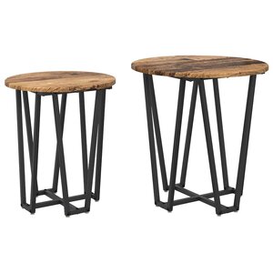 vidaXL Ensemble de tables d'appoint 2 Pièces Bois ancien et noir