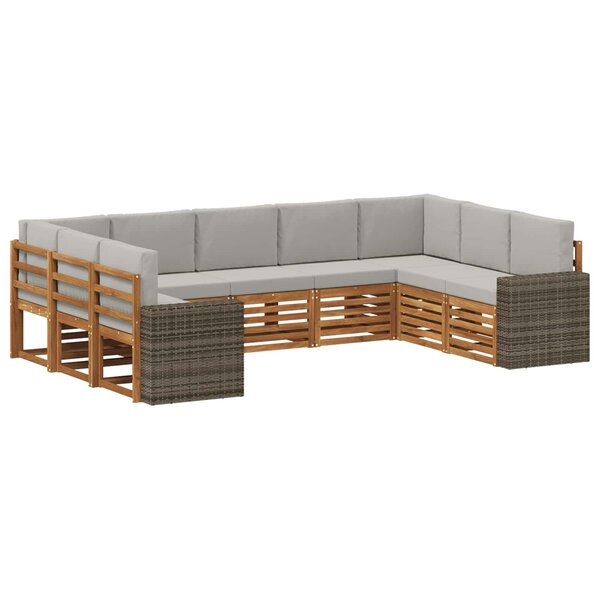 vidaXL Ensemble de canapés d'extérieur 9 pc Naturel et gris clair