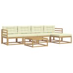 vidaXL Ensemble de canapés d'extérieur 6 pc Blanc et crème Polyester