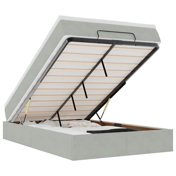 vidaXL Lit ottoman avec matelas gris clair 120x190 cm velours