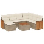 vidaXL Salon de jardin avec coussins 8 Pièces beige résine tressée