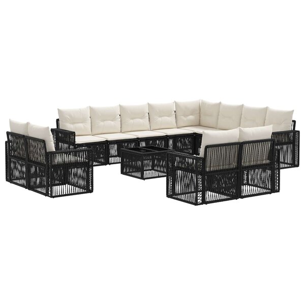vidaXL Ensemble de canapé de jardin 13 pc Noir et blanc crème