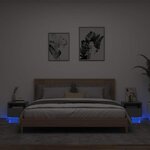 vidaXL Armoires de chevet avec lumières LED 2 Pièces noir 40x39x37 cm