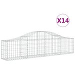 vidaXL Paniers à gabions arqués 14 Pièces 200x30x40/60 cm Fer galvanisé