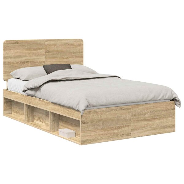 vidaXL Cadre de lit Chêne Sonoma 135 x 190 cm Bois de pin massif
