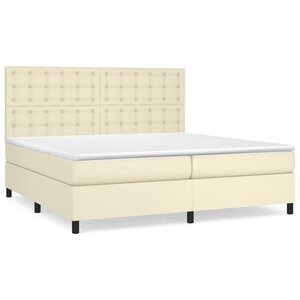 vidaXL Sommier à lattes de lit avec matelas Crème 200x200cm Similicuir