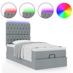 vidaXL Cadre de lit ottoman et matelas gris clair 90x190 cm tissu