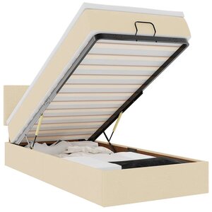 vidaXL Lit ottoman avec matelas crème 100x200 cm tissu