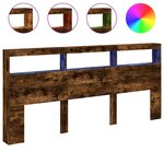 vidaXL Armoire tête de lit avec LED chêne fumé 220x17x102 cm