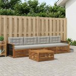 vidaXL Ensemble de canapés d'extérieur 5 Pièces Naturel et gris clair