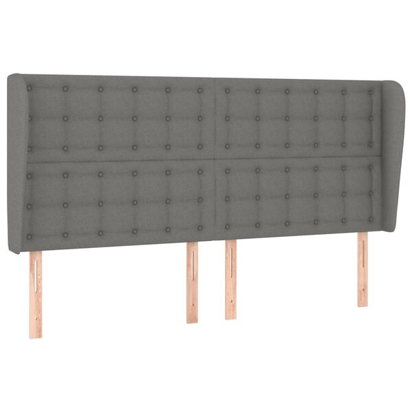 vidaXL Tête de lit avec oreilles Gris foncé 183x23x118/128 cm Tissu